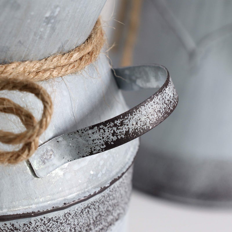 Fovasen Rustic Shabby Chic Vase Vintage Farmhouse Vase for Flowers,Galvanized Milk Can with Heart Design for Garden Wedding Kitchen Decor - 7.5" - Image 4